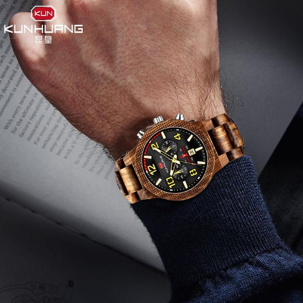 

wood watch men military sport chronograph fashion luminous show date wooden quartz wristwatch male relogio masculino bbysva alice_bag, Silver