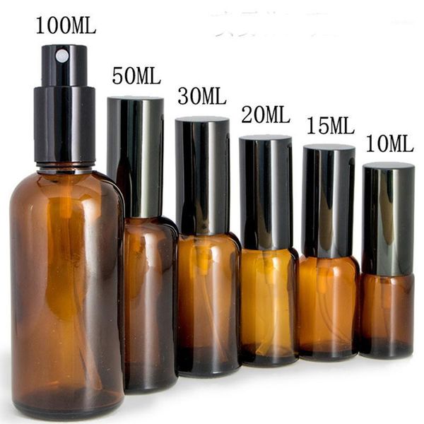

10ml 15ml 20ml 30ml 50ml 100ml mini amber glass empty spray perfume bottle refillable essential oil bottle cosmetics container1