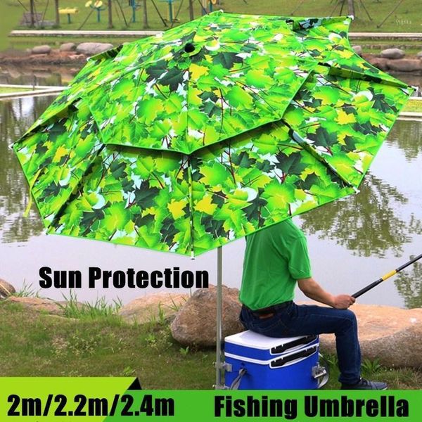 

tents and shelters 2m 2.2m 2.4m foldable rainproof fishing umbrella double layer outdoor camping beach sunscreen sunshade awning1
