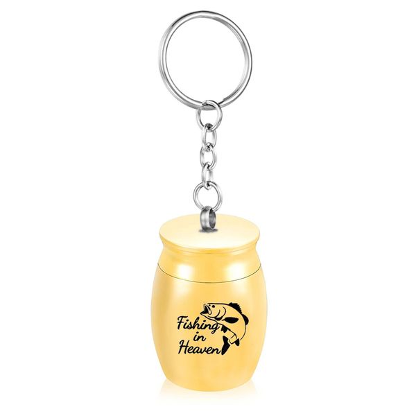 

30x40mm 5 color cremation urn necklace for ashes memorial urn keychain mini keepsake funeral jar-fishing in heaven, Silver