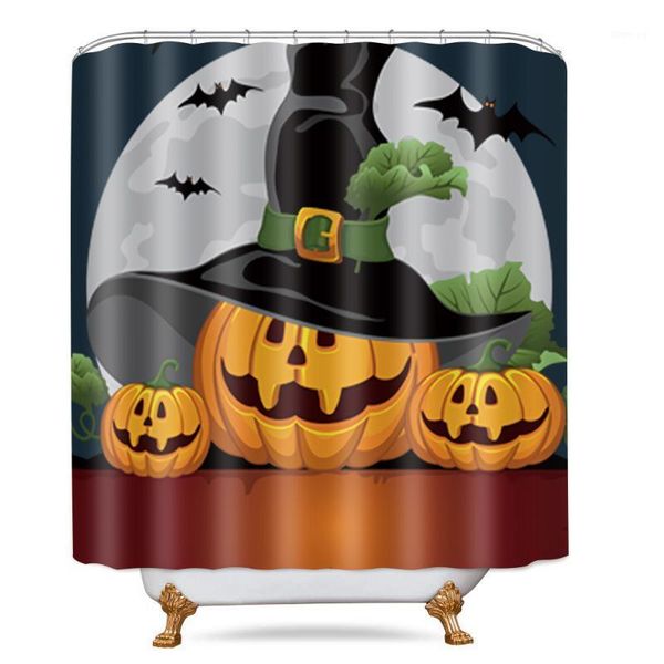 

modern cartoon 3d bathroom shower curtain halloween bat pumpkin lantern waterproof bath curtains for bathtub bathing cover1