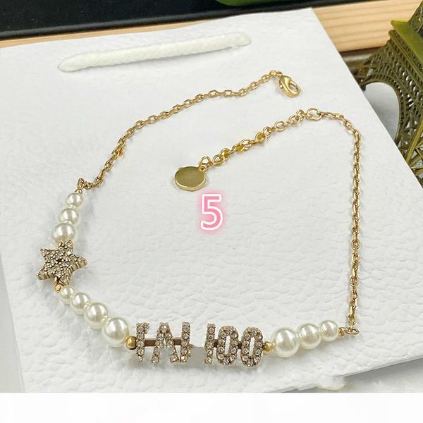 

light luxury high texture new internet celebrity letter pearl bracelet necklace women's fashion, Silver