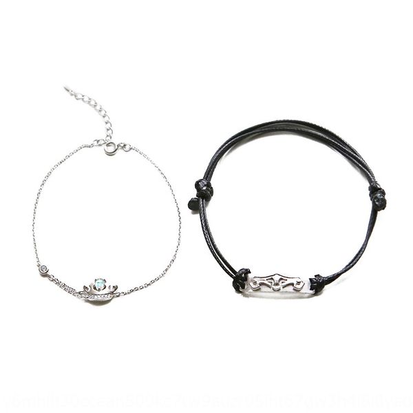 

princess and knight gift bracelet lovers hand rope 925 silver long distance love knitting bracelet a pair of valentine's day gifts q0je, Golden;silver