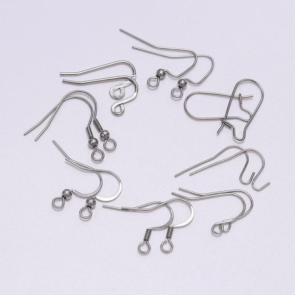 

50pcs/lot 8 shapes stainless steel ear hook clasps hooks earring findings earwire for jewelry making craft supplies accessories wmtiwz