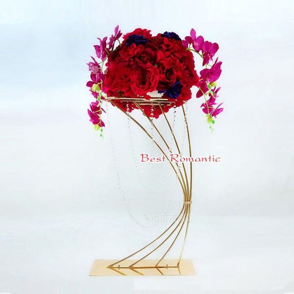 

party decoration 83cm height gold metal flower stand for wedding table