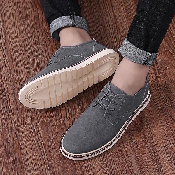 

suede leather loafers shoes men brand designer casual men shoes breathable lace up shoes classic fashion male l5 #xn7p, Black