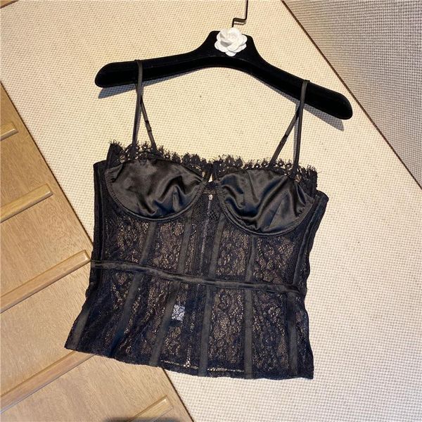 

2020 autumn and winter new eyelash lace edge strap for women black camisole, White