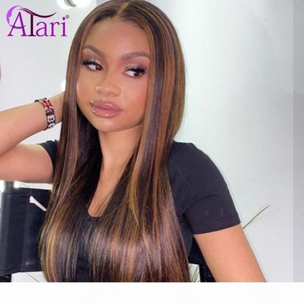 

highlight wig human hair hd lace frontal wig brazilian hair wigs straight lace front wigs for black women pre plucked, Black;brown