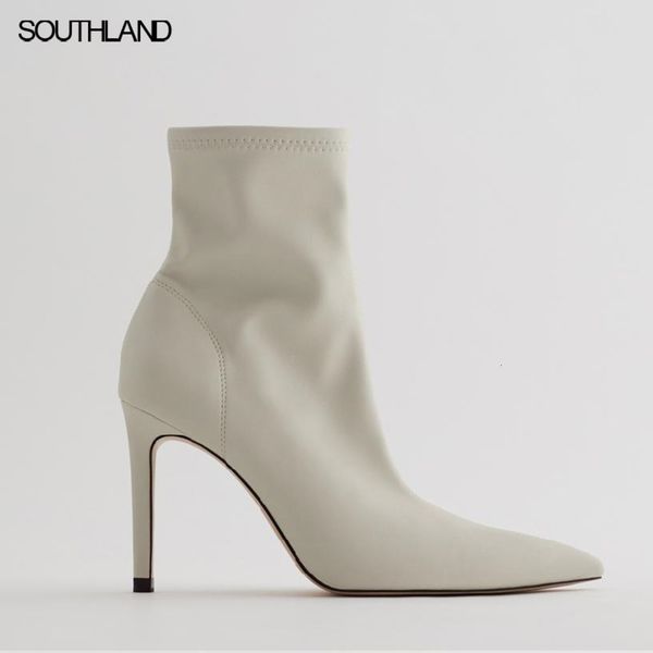 

саутленд высокий каблук стретч лодыжка 2020 осень зима новая тощая женская шпилька точечные ботинки, Black