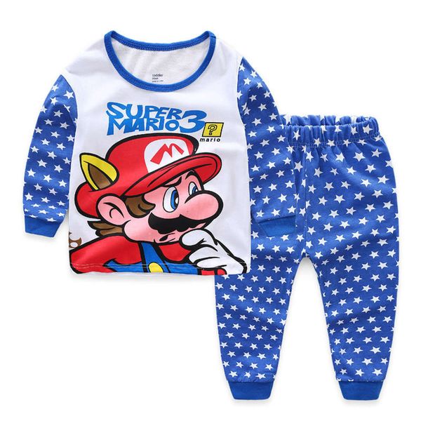 

autumn and winter boys' long sve children's underwear set, Blue;red