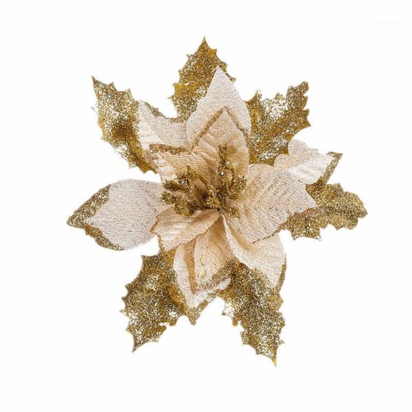 

17cm gold and silver christmas tree decorations christmas red velvet diamond flower simulation flower decoration1