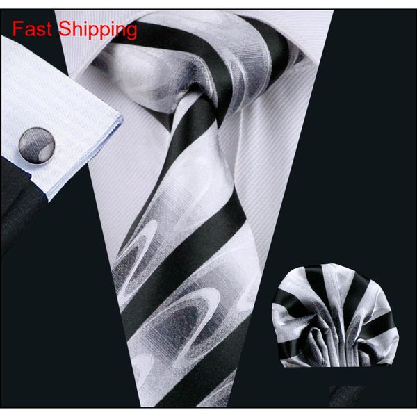 

black stripe business mens tie hankerchief cufflinks set silk meeting casual party necktie jac qylqpf nana_shop, Black;blue