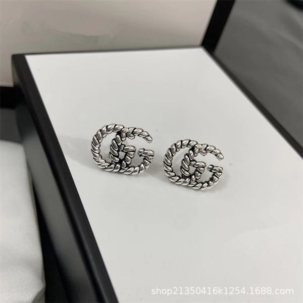 

68% off designer jewelry gujia double g 925 carved pattern lovers earrings striped earrings for men and women fashion gifts, Golden