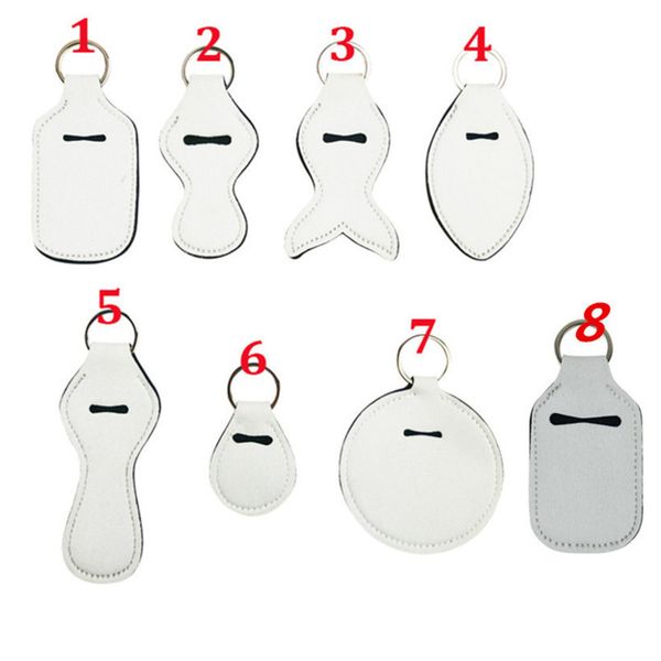 

sublimation blank neoprene hand sanitizer bottle holder diy plain white key ring lipstick holders cases key bags keychains toys 2021 h12507