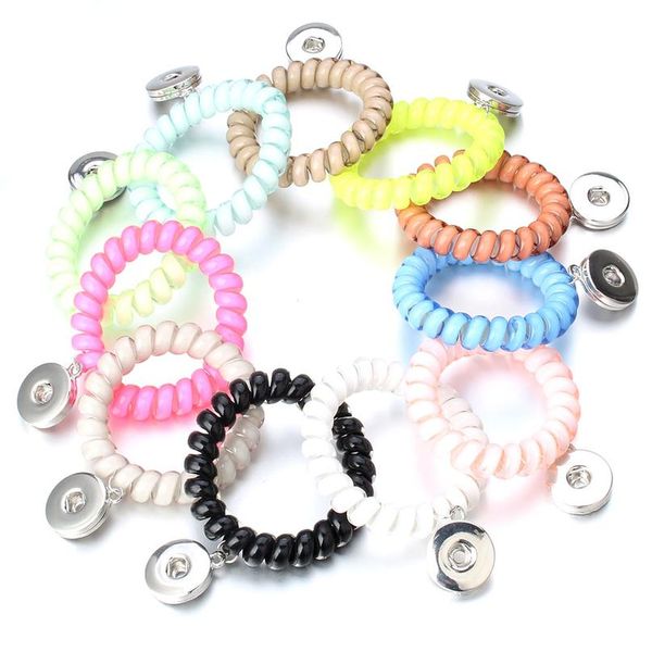 

colorful snap button bracelet elastic snap bangles for girl fit 18mm snap buttons rubber bands women diy bbyyof, Golden;silver