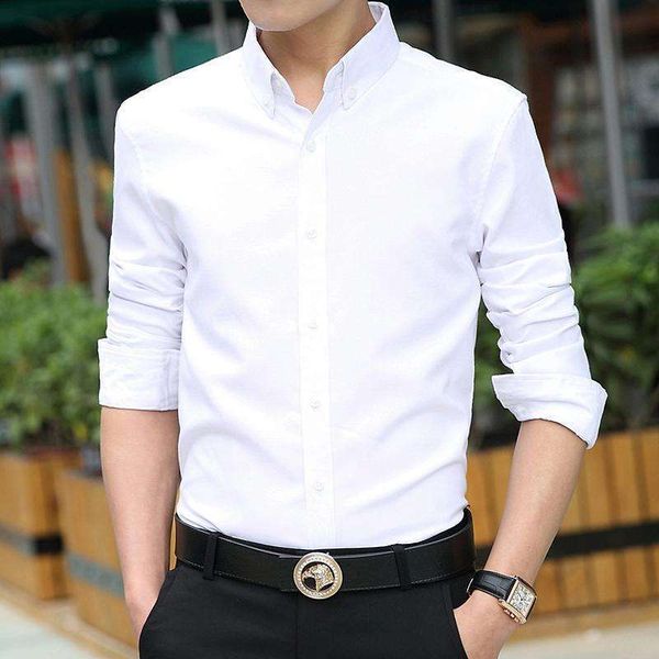

men's long sleeve white loose business professional korean trend backing shirt cotton, White;black