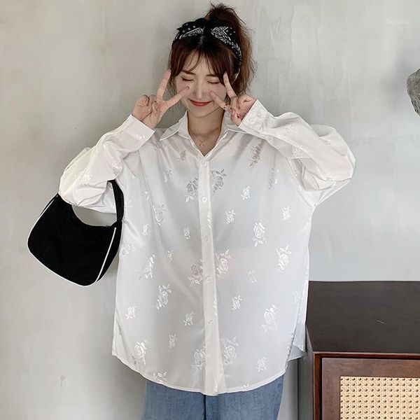 

fashion blingbling floral embroidery blouses plus size women blouse 2020 summer spring female loose shirts blusas mujer1, White
