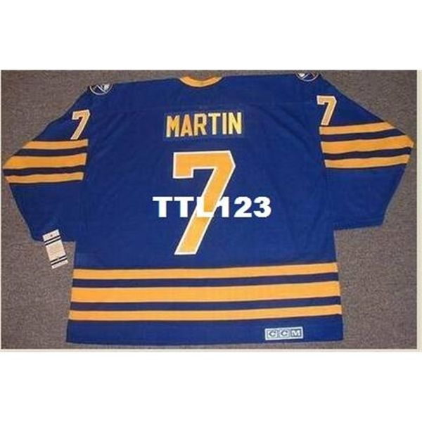 

740s #7 rick martin buffalo sabres 1980 ccm vintage retro away hockey jersey or custom any name or number retro jersey, Black