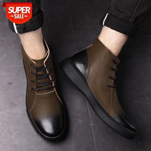 

men's boots winter leather casual shoes men warm snow boot male rubber ankle footwera botas hombre #mr8u