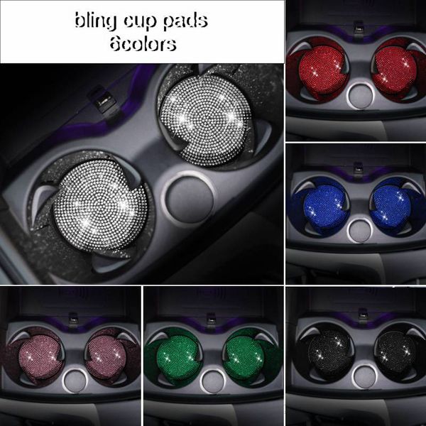 

7cm shiny car cup pad coaster seat slot mat silica gel holder mat bling diamond accessories