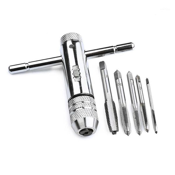 

ratchet tap chuck wrench adjustable t handle with 5 pcs m3-m8 machine screw taps1