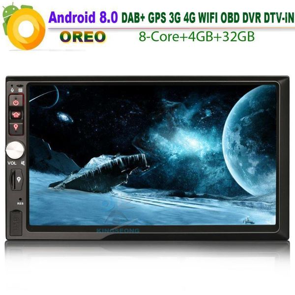 

car audio 7" hd double din android 8.0 autoradio bluetooth satnav stereo gps wifi 4g tpms dab+ radio dvr dtv-in obd2 rds bt usb sd1
