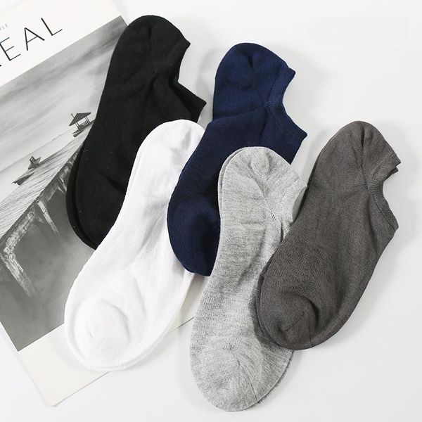 

men's socks 5 pairs men short tube modale shallow mouth young teenage no show casual sokken japanese pure white color sneaker meias, Black
