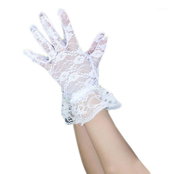 

sun protection accessories lace hollow-out gloves delicate lace jacquard pattern gloves -mx81, Blue;gray