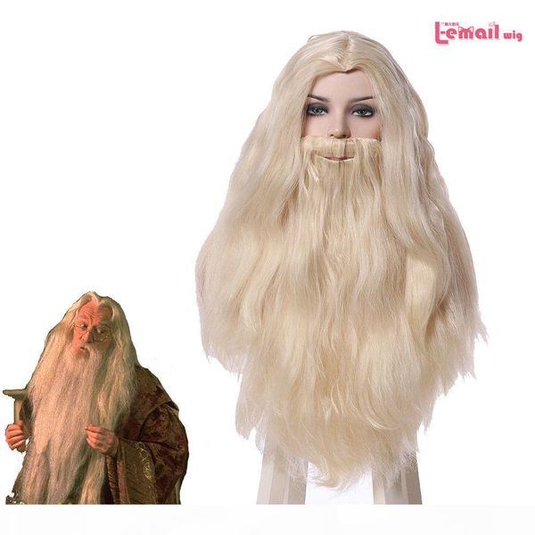 

gt;&gt;&gt; light blonde long cosplay wig with beard mustache, Black;brown