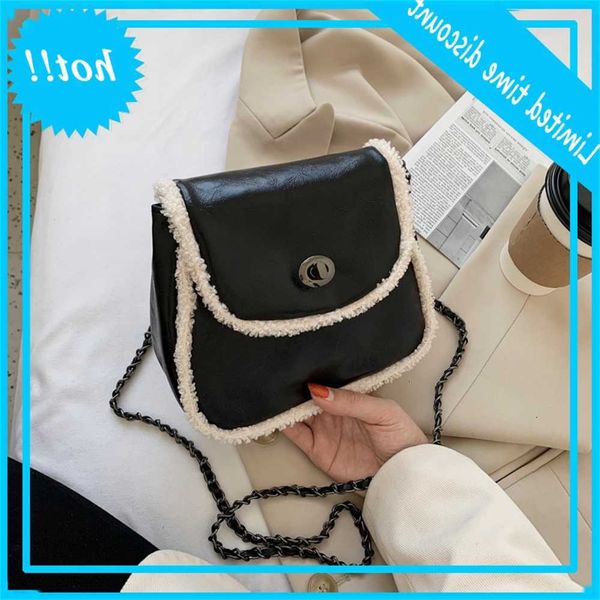 

hbp 21ss women plush new ladies shoulder winter chain messenger bag europe and america fashion trend black crossbody purse 3 color