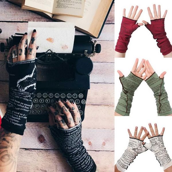 

five fingers gloves 1 pair fashion printed fingerless warm, Blue;gray