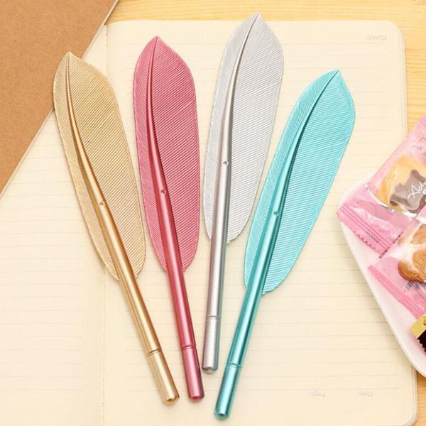 

kawaii feather gel pen cute 0.5mm black ink neutral pens office school writing supplies promotional gift