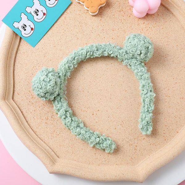 

new girls cute bear ear hairband lamb hair kids sweet plush hair band simple trendy hairbands for girl hair accessories h bbyoar, Black;brown