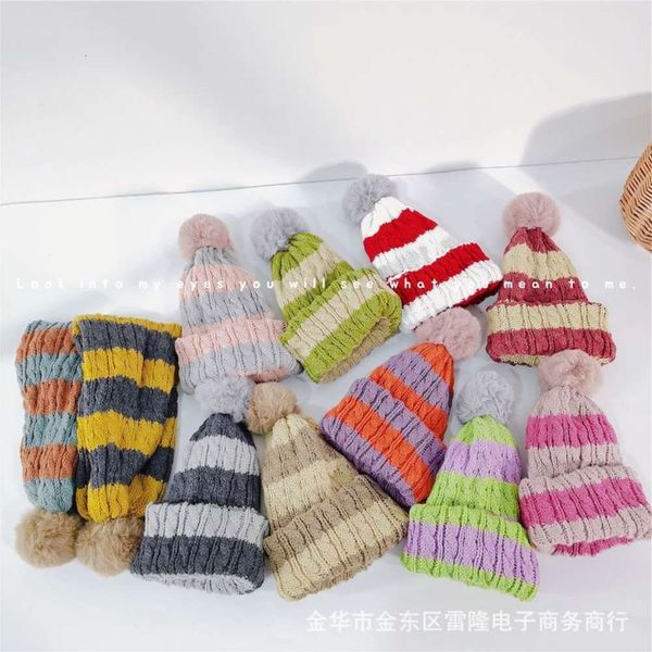 

winter children's scarf warm wool knitted hat korean for boys and girls, Red;brown
