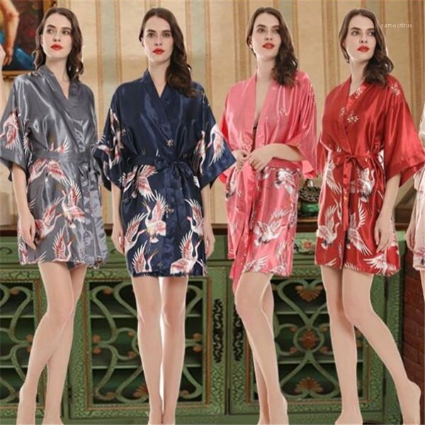 

womens animal pattern summer 1/2 sleeve v neck bandage cardigan pajamas women homewear casual robe soft comfortable robes, Black;red