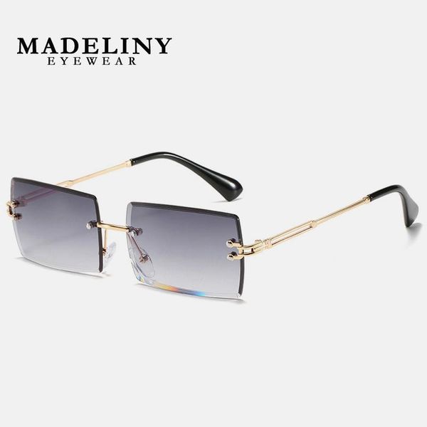 

madeliny trendy small rectangle sunglasses women rimless square sun glasses for women traveling style uv400 shades eyewear ma110, White;black