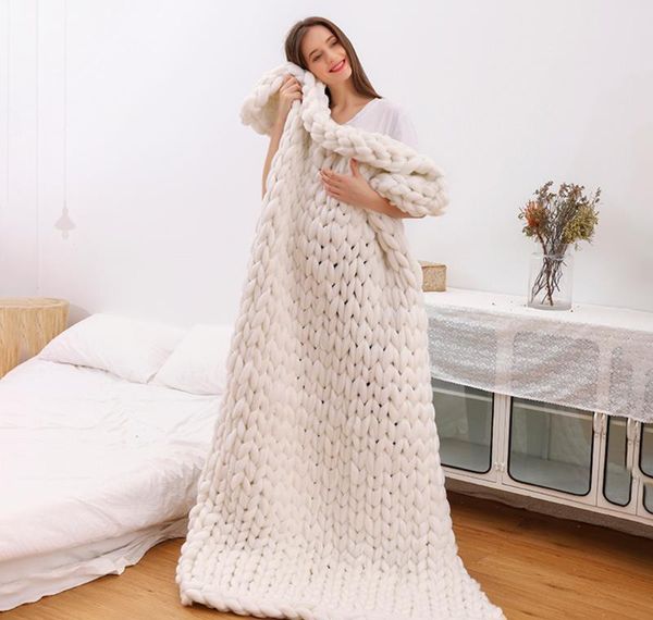 

winter handmade knitting soft warm thick yarn knitted blanket jllslq bdebag