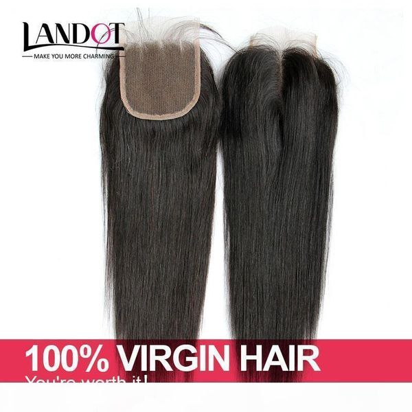 

brazilian straight virgin human hair lace closures middle 3 part peruvian malaysian indian cambodian mongolian hair closure 4x4size, Black