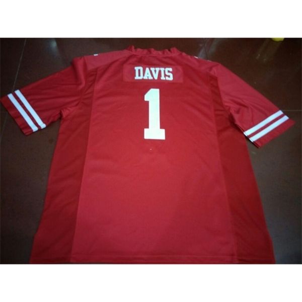 

121 houstonn cougars garrett davis #1 real full embroidery college jersey size s-4xl or custom any name or number jersey, Black
