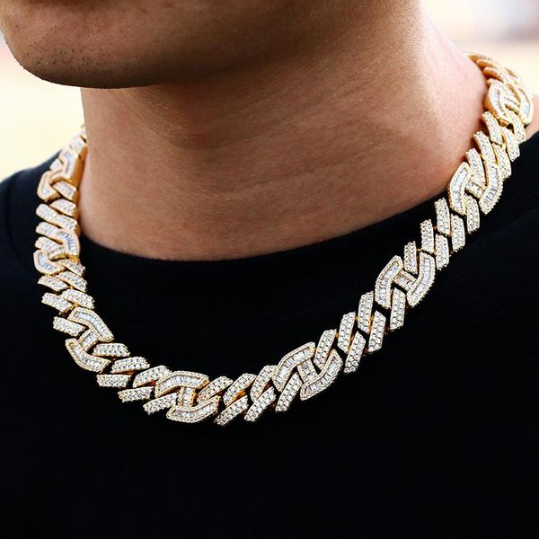 

18" 15mm chains iced out zirconia link choker necklace bling hip hop big chunky men cuban necklaces, Silver