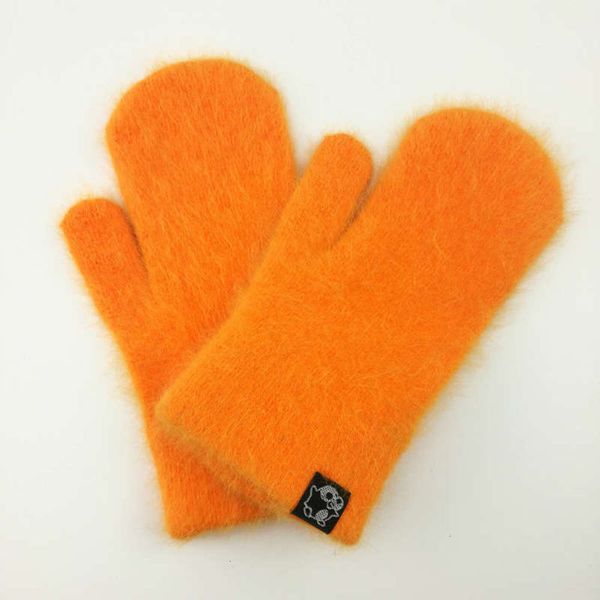 

rabbit wool gloves soft winter plush warm cashmere women' mittensnxya, Blue;gray