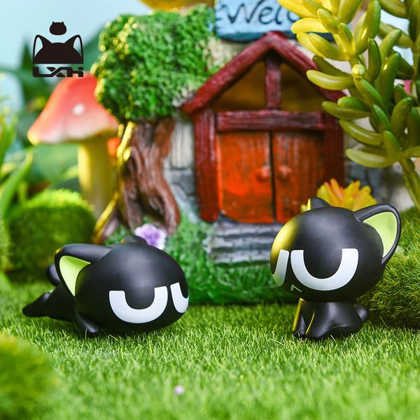 

hyfrdfluo xiaohei expression pack series mini hand made cartoon toy pvc doll blind boxgdr, Silver