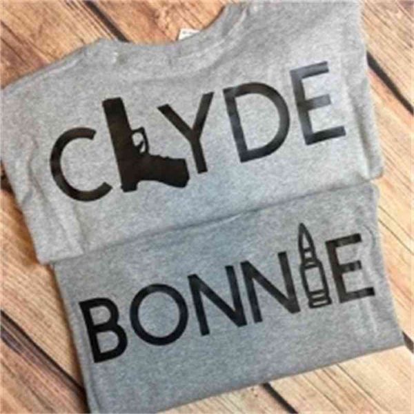 

bonnie alphabet print men's and women's couple t-shirt, White