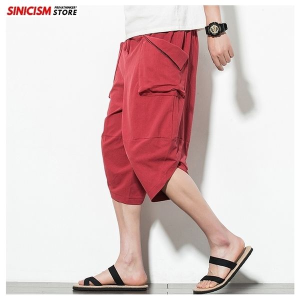 Sincism Store Giappone tinta unita uomo estate pantaloni larghi uomo pantaloni casual al polpaccio uomo pantaloni larghi Harem 5XL 201114