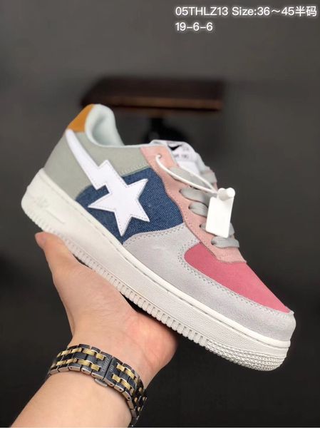 

with box)fast shipping 2019 footsoldier bapesta shoes mans womans casual shoes 24, Black