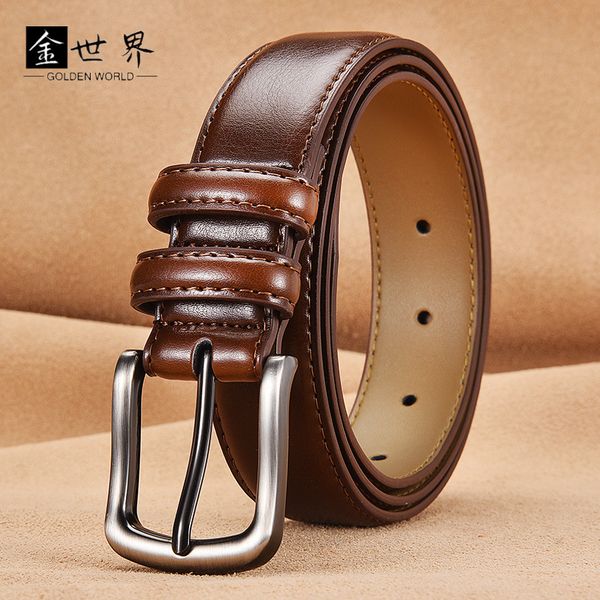 

men's leather belt business men's leisure needle buckle embossed, Black;brown