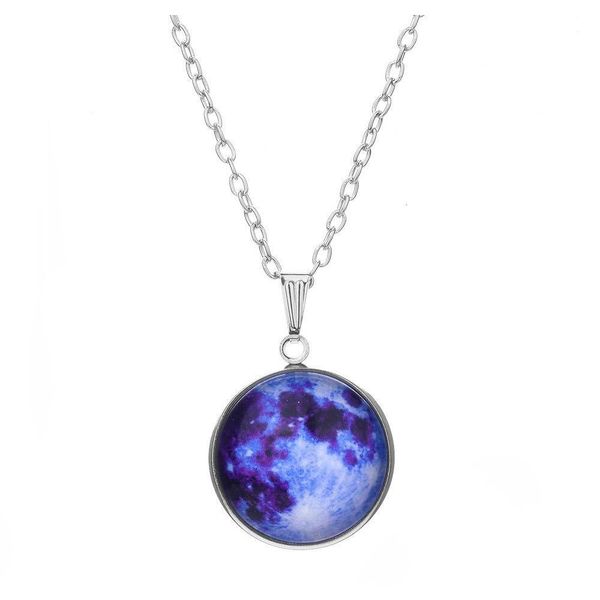 

11 styles luminous glow in the dark necklace moon glass cabochon necklaces pendants sweater chain charms jewelr bbywze bde_home, Silver