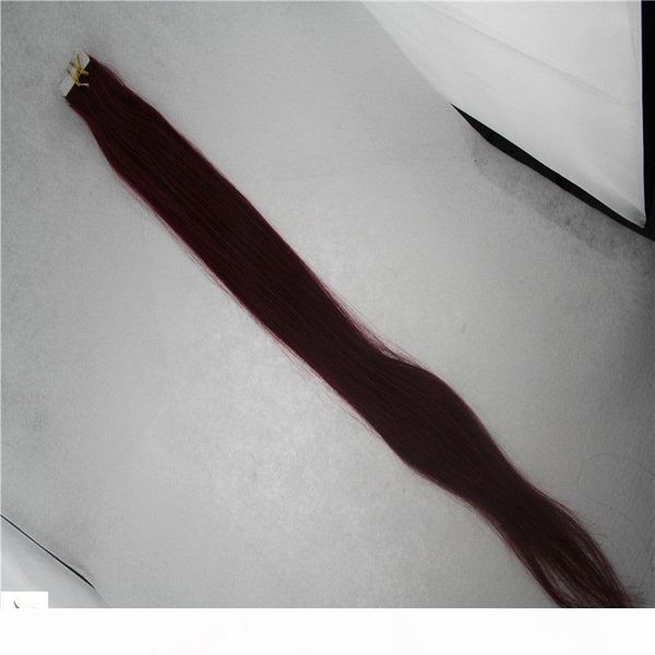 

straight skin weft hair tied tape in 100% remy human hair extensions 10"-30 inchs 2.5g pc 40pcs, Black