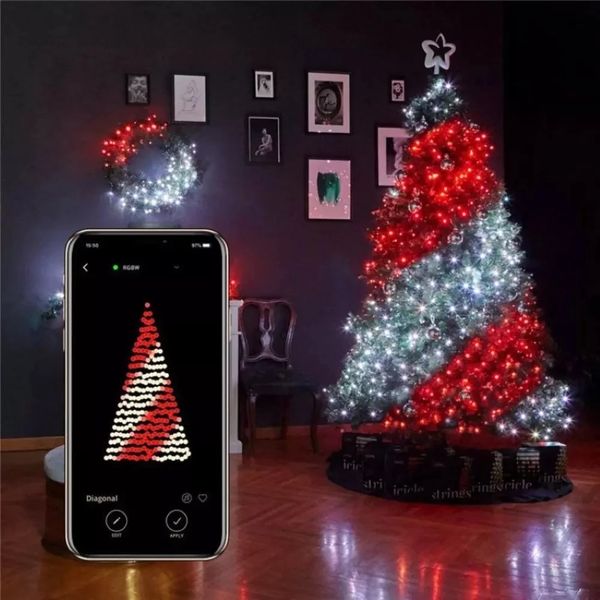 

smart 10m 20m led christmas app control string lighting for holiday light decoration new year tree outdoor lamps waterproof ip66
