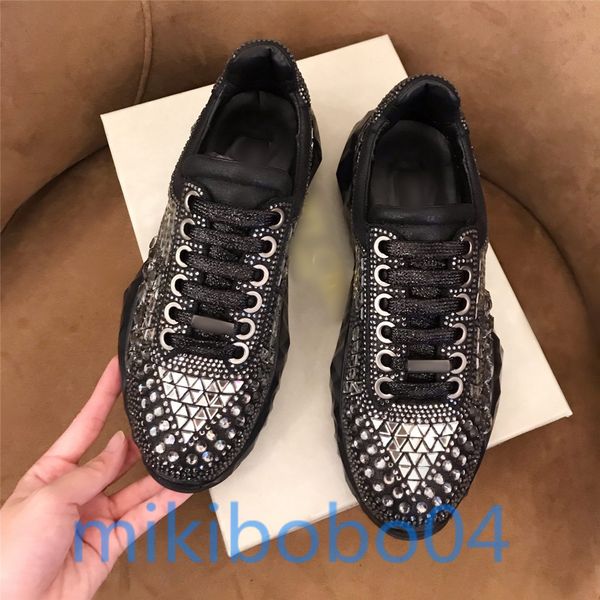 

2021 platform sneakers ladies classic diamond cushion shoes leather fashion platform shoes fashion designer casual shoes, Black;red